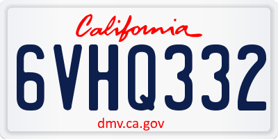 CA license plate 6VHQ332