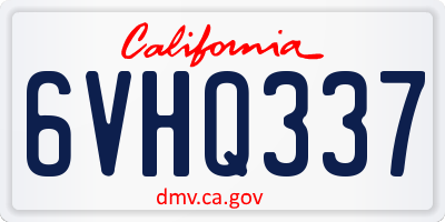 CA license plate 6VHQ337