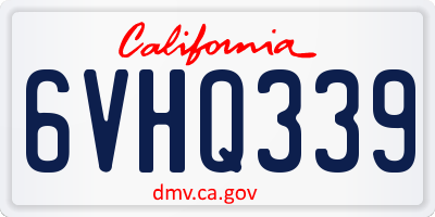 CA license plate 6VHQ339