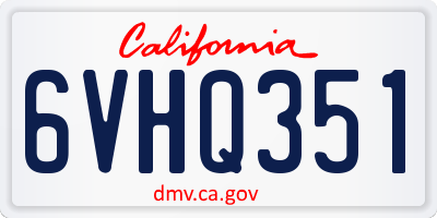 CA license plate 6VHQ351
