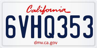 CA license plate 6VHQ353
