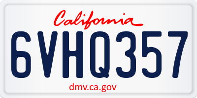 CA license plate 6VHQ357