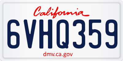 CA license plate 6VHQ359