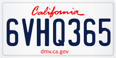 CA license plate 6VHQ365