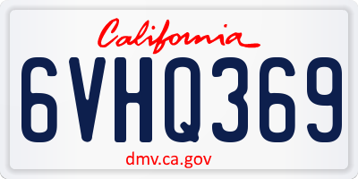 CA license plate 6VHQ369