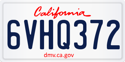 CA license plate 6VHQ372