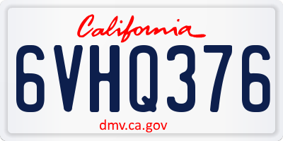 CA license plate 6VHQ376