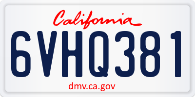 CA license plate 6VHQ381