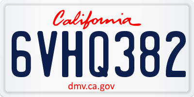 CA license plate 6VHQ382