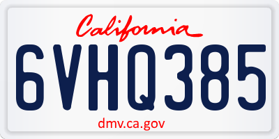 CA license plate 6VHQ385