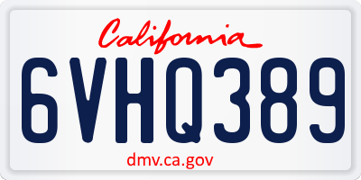 CA license plate 6VHQ389