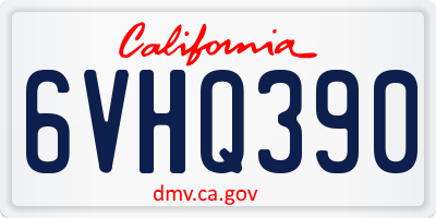 CA license plate 6VHQ390