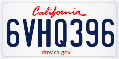 CA license plate 6VHQ396