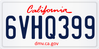 CA license plate 6VHQ399