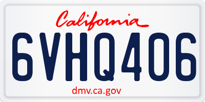 CA license plate 6VHQ406