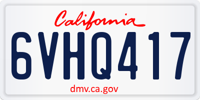 CA license plate 6VHQ417