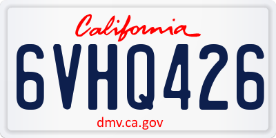 CA license plate 6VHQ426