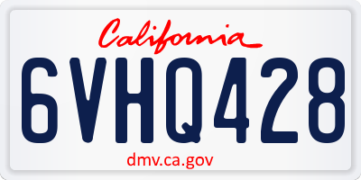 CA license plate 6VHQ428