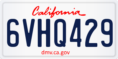 CA license plate 6VHQ429