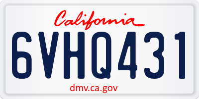 CA license plate 6VHQ431