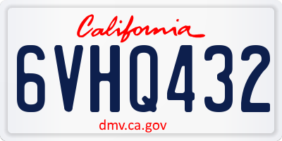 CA license plate 6VHQ432