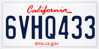 CA license plate 6VHQ433
