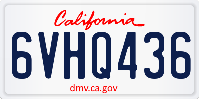 CA license plate 6VHQ436