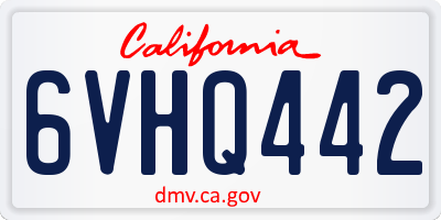 CA license plate 6VHQ442