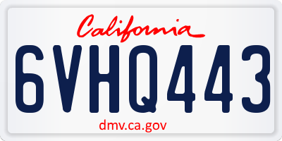 CA license plate 6VHQ443