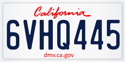 CA license plate 6VHQ445