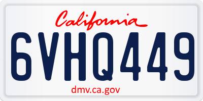CA license plate 6VHQ449