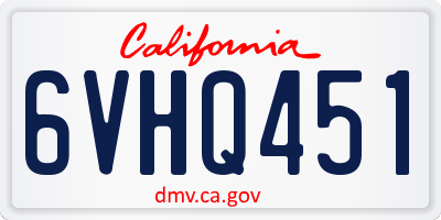 CA license plate 6VHQ451
