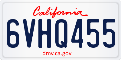 CA license plate 6VHQ455