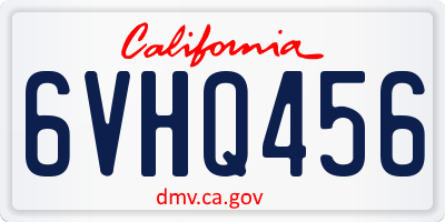 CA license plate 6VHQ456