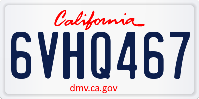 CA license plate 6VHQ467