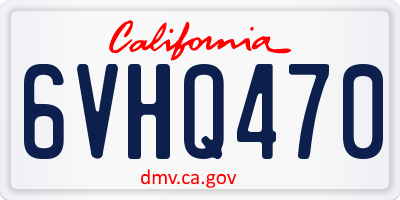 CA license plate 6VHQ470