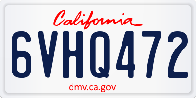 CA license plate 6VHQ472
