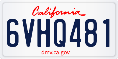 CA license plate 6VHQ481