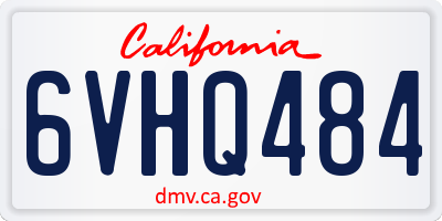 CA license plate 6VHQ484