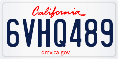 CA license plate 6VHQ489