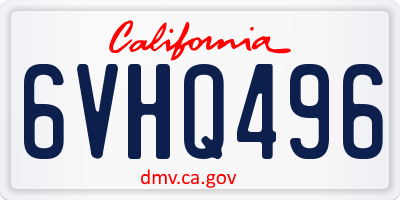 CA license plate 6VHQ496