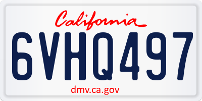 CA license plate 6VHQ497
