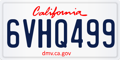 CA license plate 6VHQ499