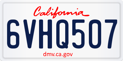 CA license plate 6VHQ507