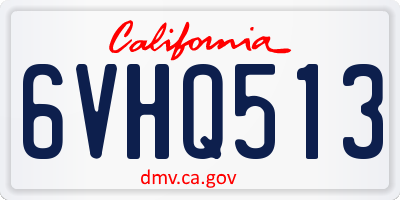 CA license plate 6VHQ513