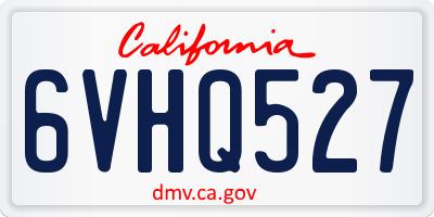CA license plate 6VHQ527