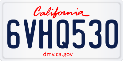 CA license plate 6VHQ530