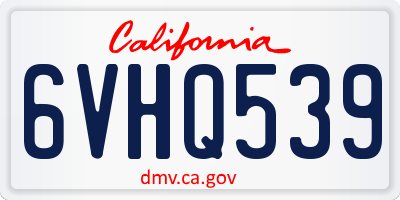 CA license plate 6VHQ539
