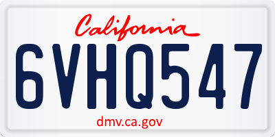 CA license plate 6VHQ547