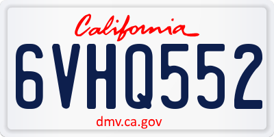 CA license plate 6VHQ552